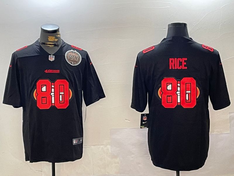 Men San Francisco 49ers 80 Rice Black Fashion 2024 Nike Limited NFL Jersey style 2